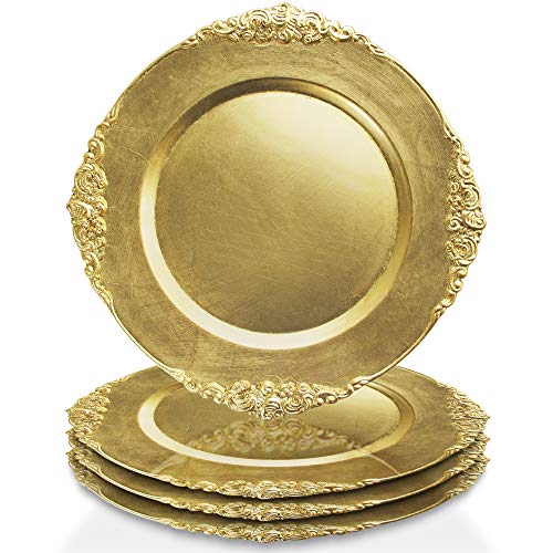ChargeIt by Jay Leaf Charger Plates (Set of 4), Gold