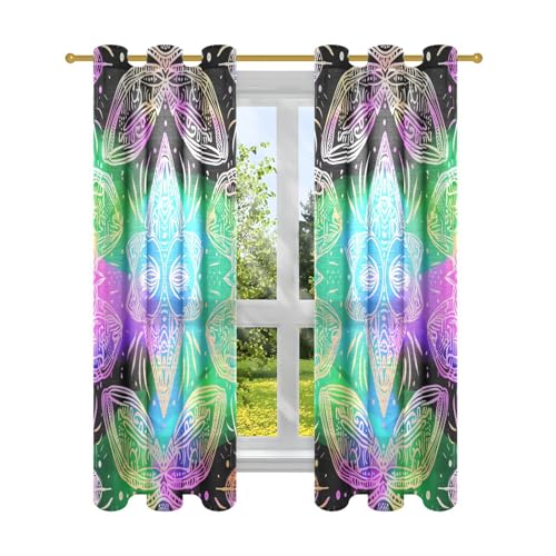 Voilage papillon abstrait pour salon lot de 2 rideaux néon 160 cm