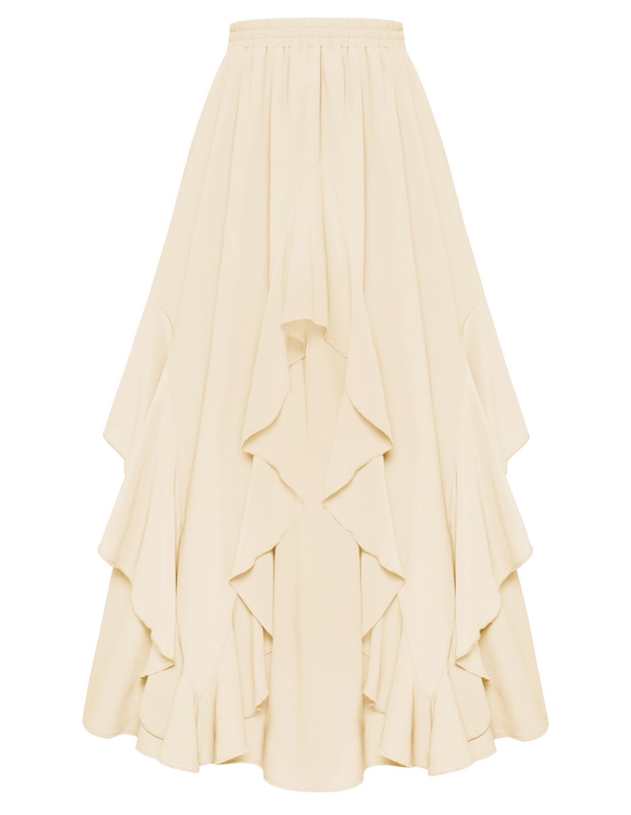 Scarlet Darkness Gonna lunga da donna con volant, fluida, rinascimentale, maxi