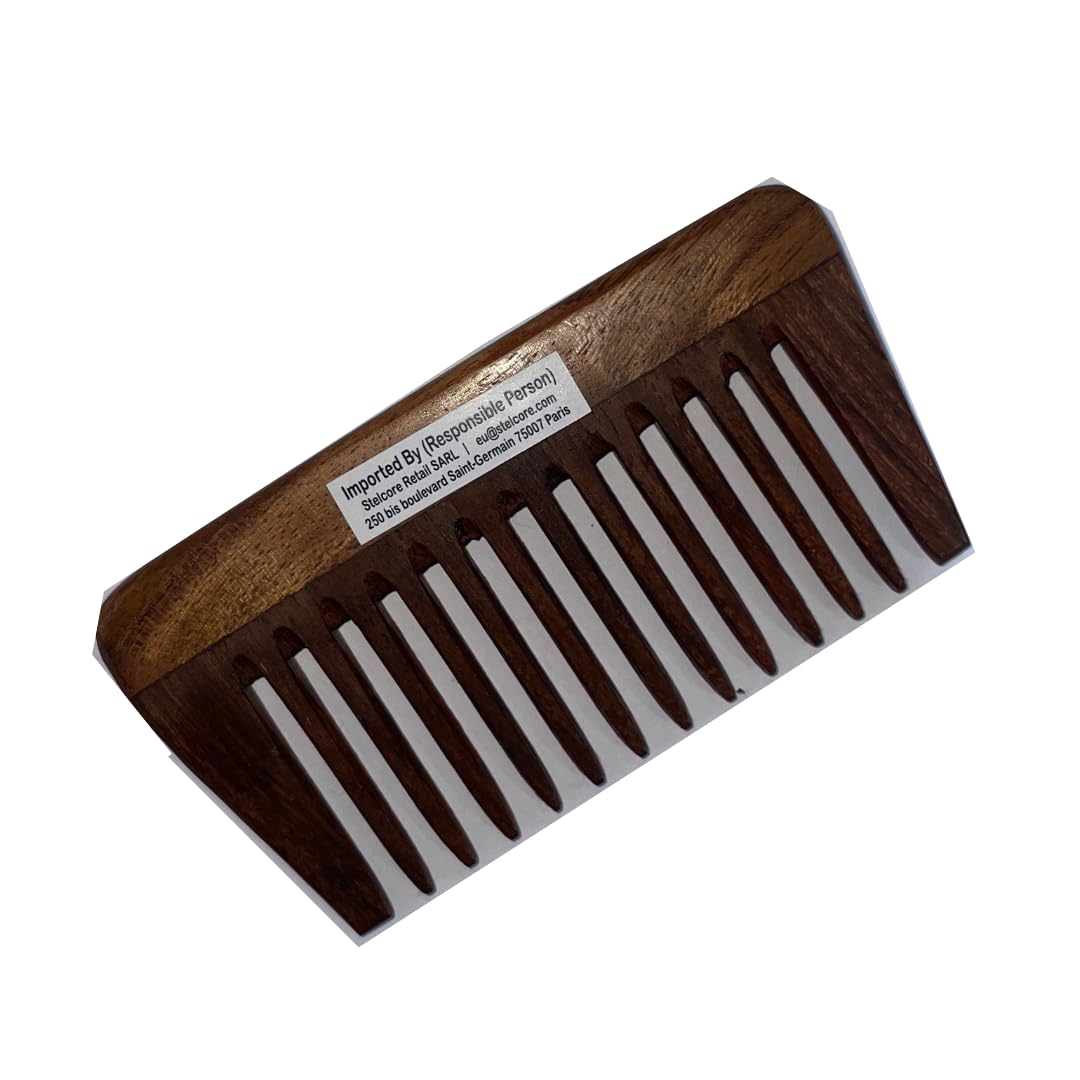 HANDCRAFTED ROSEWOOD COMB FOR DETANGLING HAIR FOR THICK, CURLY AND WAVY HAIR, NON-STATIC AND ECO-FRIENDLY WITH WIDE TOOTH FOR GROOMING HAIR COMB - (S-1)