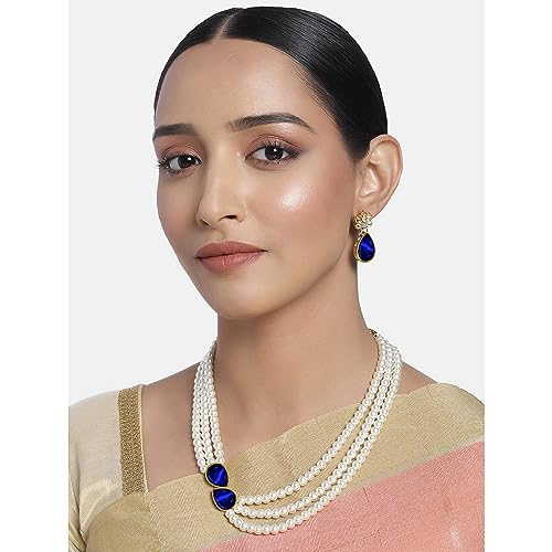 Image of Peora Faux Pearl Crystal Necklace & Jewellery Set Gift for Women
