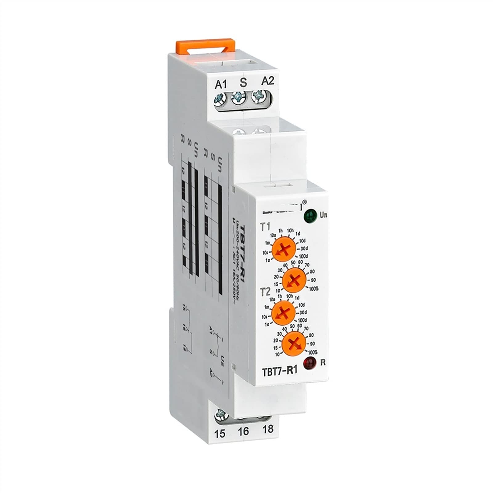 Relè di tempo on-off del ciclo asimmetrico tensione 16A ripetizione automatica 220v Sostituire ST3PR/ATDV/JVM-21 1 Pz(Orange Knob,TBT7-R2-200-240VAC)