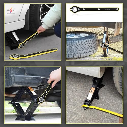 Image of BK 10 IMPORT & EXPORT Labor Saving Hand Car Jack Wrench /Jack Ratchet Wrench for Car /Long Handle for Jack /Positive and Reversal Knob Design (J Wrench+Gloves+Napkin)