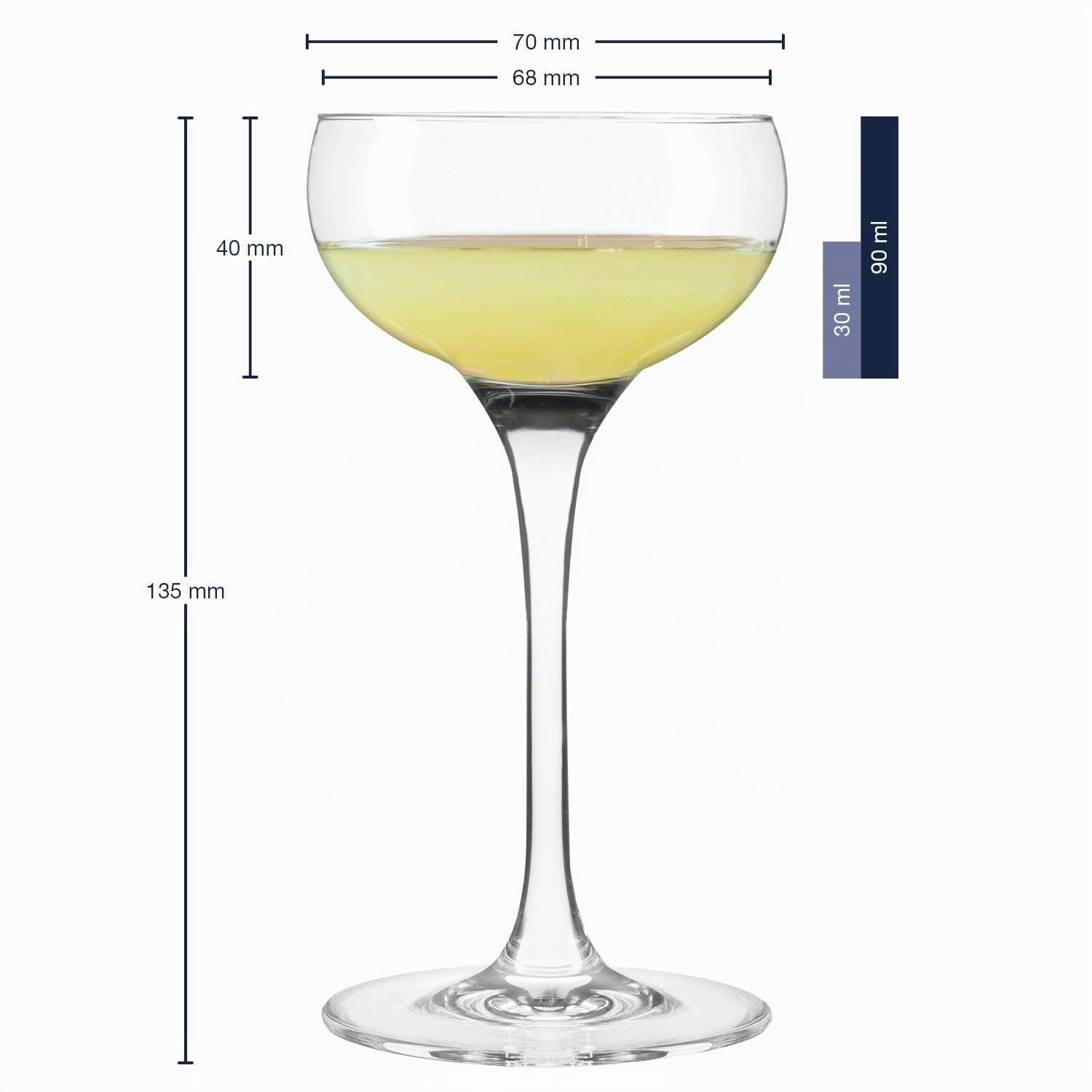 Leonardo Cheers Likör-Schalen 6er Set, spülmaschinenfeste Cocktail-Schale, Schnaps-Glas mit gezogenem Stiel, Likör-Gläser Set,Höhe 13,5 cm, 90 ml, 061645