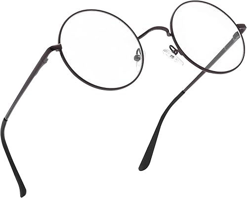 Lentes de bloqueo de luz azul para mujeres y hombres, marco de metal redondo, lentes transparentes para computadora de 1.969 in