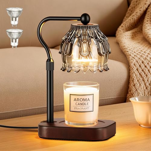 ROTTOGOON Candle Warmer Lamp mit Timer und Dimmer Kerzenwärmer Lampe Verstellbarer Höhe &Helligkeit für Duftkerzen im Glas Elegantes Wohnduft-Geschenk (Rauchgrau)