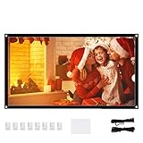 AMONIDA 16: 9 Pantalla de Proyector Antiarrugas Portátil Blanco Suave para Cine en Casa Soporte para Interiores y Exteriores Proyección a Doble Cara(72Inch)