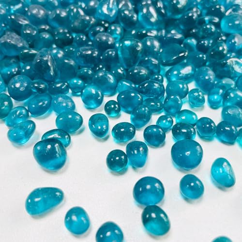 Image of Glass Stones, 0.85LB /385g Pine Green Glass Rocks for Vase, Aquarium Pebbles for Fish Tank, Sea Glass Rocks for Vase Filler Craft