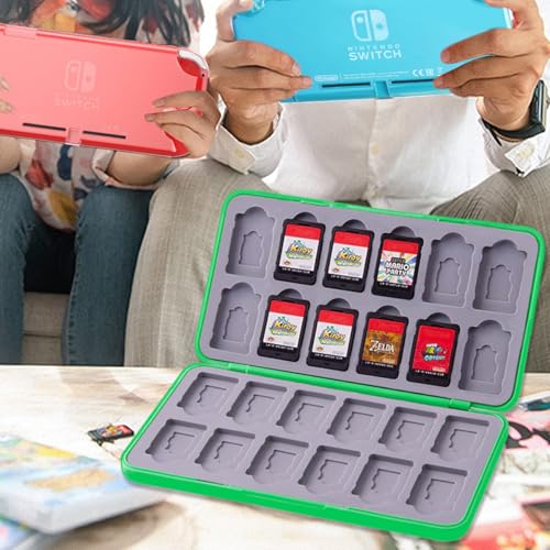Game Card Case for Nintendo Switch 2/Switch 1/OLED/Lite, Portable Switch Game Case Magnetic Closure Switch Game Holder with 24 Slots for Games Cards & SD Cards Durable Cartridge Cases Hard Shell,Green - Image 5