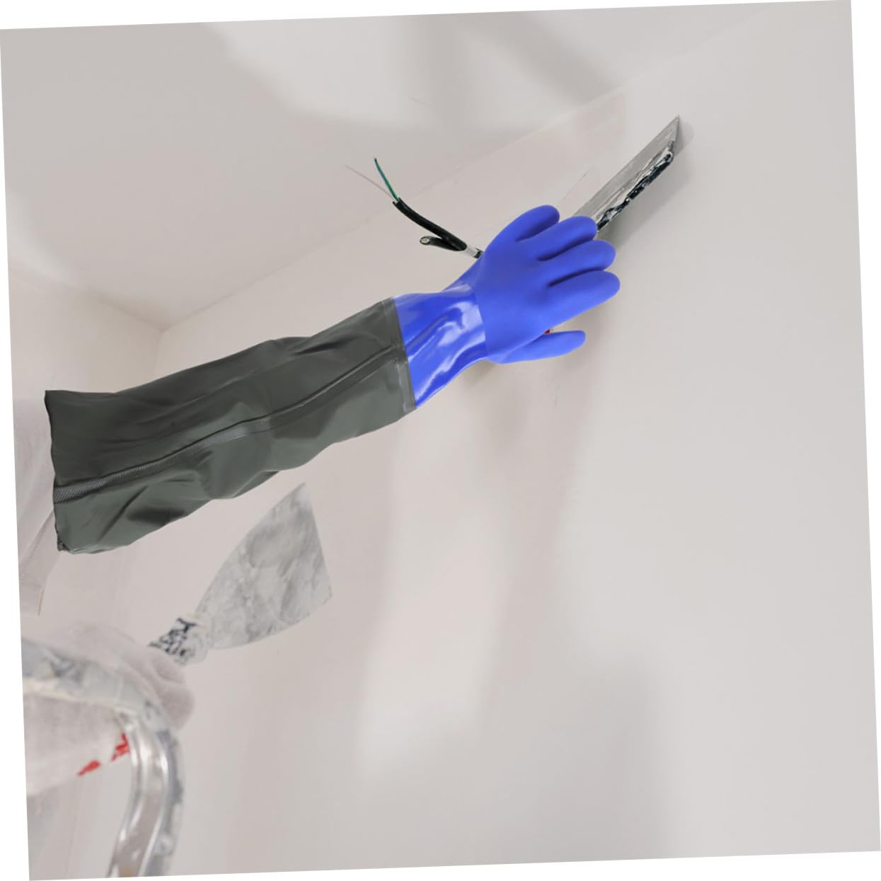 VALICLUD 2 pares Guantes Largos Impermeables de Goma para Limpieza de Cocina y Lavado de Platos Protección Extensible Codo con Forro Antideslizante Pack de Azul