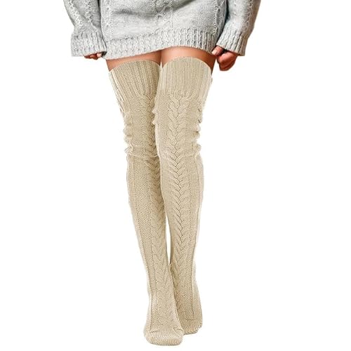 Buauty Women's Cable Knitted Boot Socks Extra Long Thigh High Winter Stockings Over Knee Leg Warmers (Option 2)