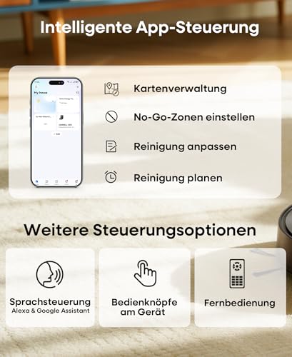 uninell Saugroboter mit wischfunktion 7000Pa, Staubsauger Roboter mit Absaugstation 3.5L,180Min Laufzeit,LiDAR Navigation,Roboterstaubsauger für Tierhaare Teppich Böden,APP Steuerung