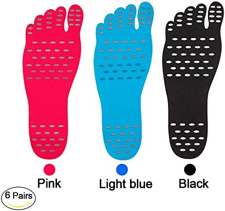 Barefit Stick On Feet Pads - Fashion, Invisible, Waterproof and Anti- Slip - Perfect for Beach, Pool, Spa, Park, Street (6 Pairs/Pack) (EU24/US7.5(Toddler), Blue)