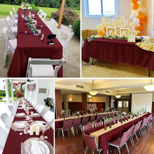 YMHPRIDE 6 Pack Burgundy Polyester Tablecloths, 60 x 126 inch, Rectangular, Stain & Wrinkle Resistant, Washable, 6FT Table Covers for Wedding, Party, Banquet by YMHPRIDE - Image 8