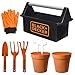Black and Decker Open Garden Toolbox Complete with Eight Piece Garden Tools Set for Kids