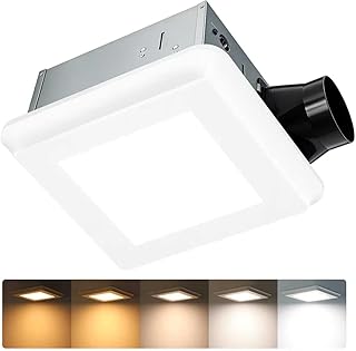 Bathroom Exhaust Fan with Light & Humidity Sensor, 130 CFM, 1.0 Sones, 5CCT, Ceiling Mount Bathroom Fan with Light, Adjustable Bathroom Vent Fan, ETL & FCC Certified
