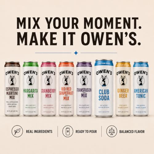 Image of Owen's Premium Non-Alcoholic Sparkling Cocktail and Mocktail Mixer, Drink Mixer for Cocktails, Mocktails, and Party Beverage, 24 Pack of 8.2 fl oz Cans (Club Soda)