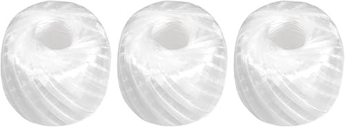 Cuerda de nailon de poliéster para embalaje incluido en el hogar, bricolaje, 328 pies328 pies3 rollos de plástico, color blanco