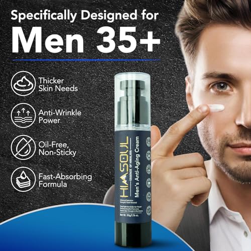 Image of Men's Anti-Aging Cream | Energize Skin with the Power of Himalayan Shilajit & Bakuchiol | Deeply Hydrating and Brightening | Designed for Men 35+ | Paraben-Free |Fast-Absorbing | 50g (50 ml)