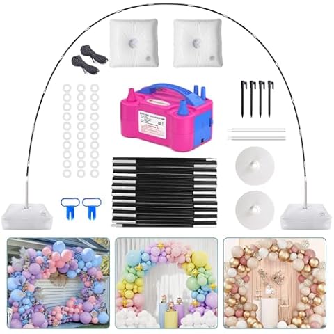 IDAODAN Balloon Arch Kit and Balloon Pump, Balloon Arch Stand with Electric Balloon Pump, Adjustable Wide Garland Arch for Wedding Baby Shower Birthday Party Supplies Decorations Cover