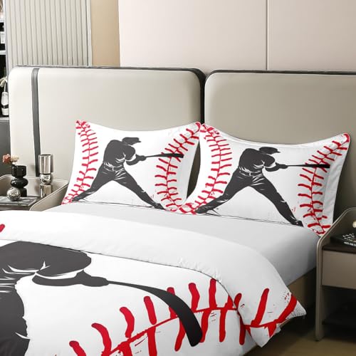 Parure de lit 3 pièces housse de couette baseball coton pour lit enfant et ado