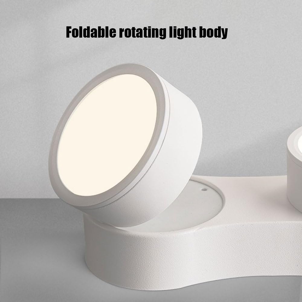 Genérico Foco De Techo Doble Ajustable, Aluminio, Alto CRI, Sin Parpadeo | Rotación De 360°, Plegado De 90°, Luz Cálida De 3000k (12w*2), Para Pasillos (12w*2 Warm light 3000K)
