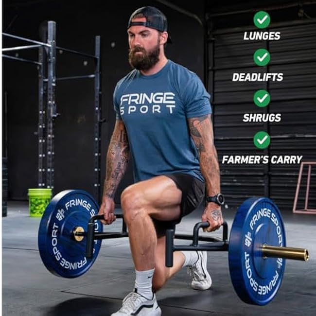 FringeSport 2-Inch Midas Open Trap Bar, Weight Lifting Olympic Barbell - 700 LBS Capacity - Gold titanium sleeves with signature end caps, Shrug and Hex Bar