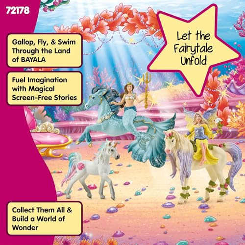 Image of Schleich Bayala - 7 PC Mermaid, Unicorn and Fairy Toy Starter Set for Girls and Boys - Cute Fairies and Unicorn Figures with Accessories - Fantasy Figurine Animal Playset for Kids Ages 5+ - 72178