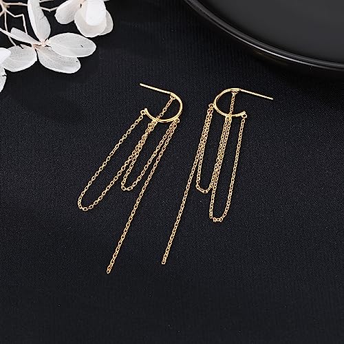 SLUYNZ 925 Sterling Silver Dangle Earrings Tassel for Women Elegant Dangling Earrings Chain Threader Earrings3
