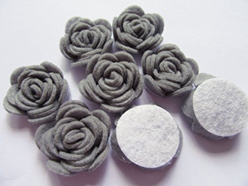 Image of YYCRAFT Pack of 20PCS Felt Rose 1.5 inch 4D Flower Applique /Bow-Grey