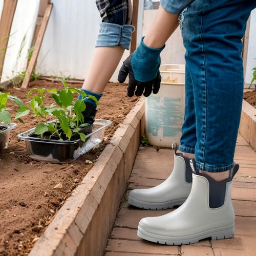 HISEA Women's Chelsea Rubber Rain Boots Ankle Rain Boots Waterproof Women Neoprene Short Garden Boots HISEA Women's Chelsea Rubber Rain Boots Ankle Rain Boots Waterproof Women Neoprene Short Garden Boots - Image 5