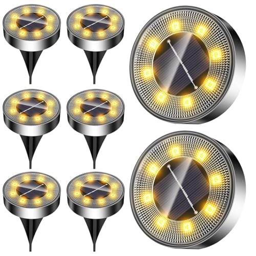 ソーラーライト 屋外 IP68防水 埋め込み式 水中ライト ガーデンライト おしゃれ ソーラー 自動点灯 光センサー 太陽光パネル充電 庭/玄関先/芝生/車場/歩道 設置簡単 防災対策 防犯ライト 置き型 電球色 高輝度 LED (8)