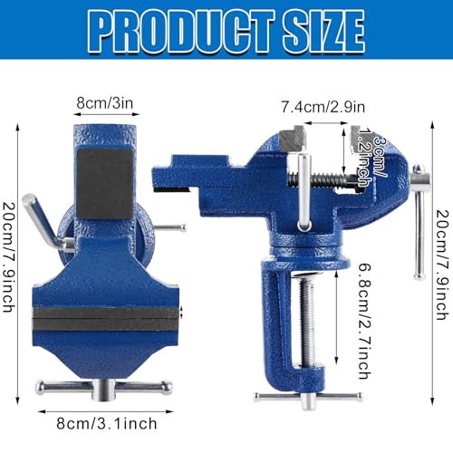 LDHHYH Table Vice Clamp, 80MM Bench Clamp 360° Swivel Base Bench Vise Clamp with Gloves, Heavy Duty Small Table Vise Portable for DIY Crafting Modelling Workshop Home (Blue) 2 LDHHYH Table Vice Clamp, 80MM Bench Clamp 360° Swivel Base Bench Vise Clamp with Gloves, Heavy Duty Small Table Vise Portable for DIY Crafting Modelling Workshop Home (Blue) - Image 2