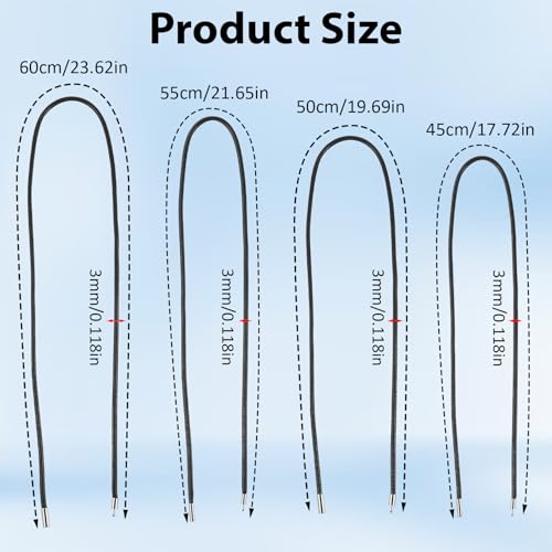 4 Stk Lederband Halskette 3mm,Schwarz Kunstleder Halskette,Kunstleder Lederband mit Verschluss,Geflochten Kunstlede Halskett,Armband Lederkette Herren,4 Größe Kautschuk Kette für DIY Anhänger Schmuck