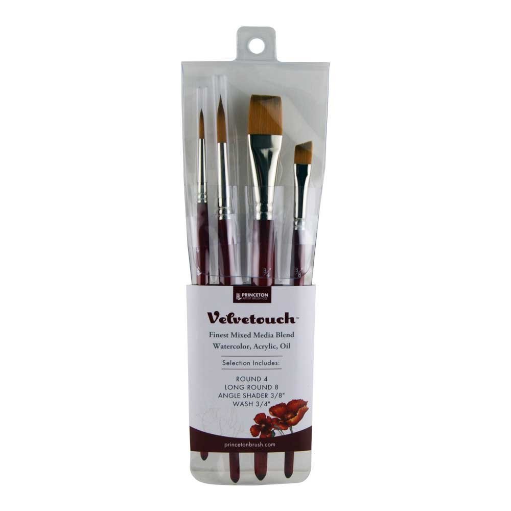 Velvetouch, Series 3950, Paint Brush for Acrylic, Oil and Watercolor, Set of 4