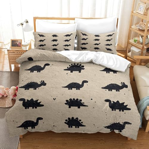 Housse de couette dinosaure 135x200 microfibre vintage pour lit simple ado