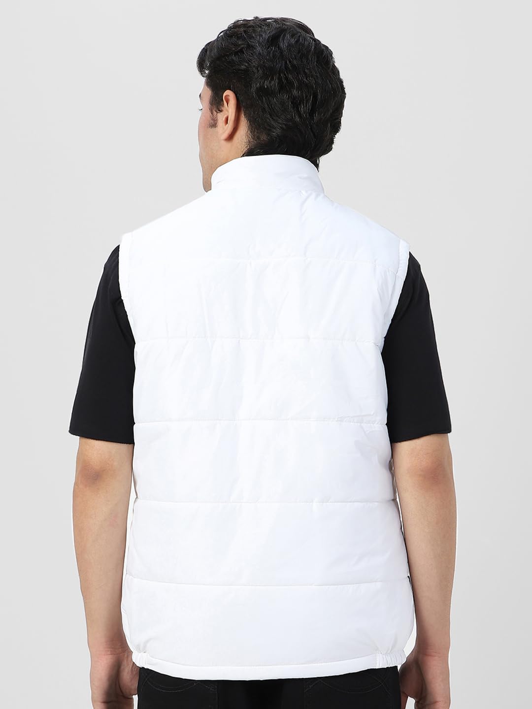Urbano Fashion Men's White Sleeveless Zippered Puffer Jacket (jakt-puff-slvless-white-xl) 2