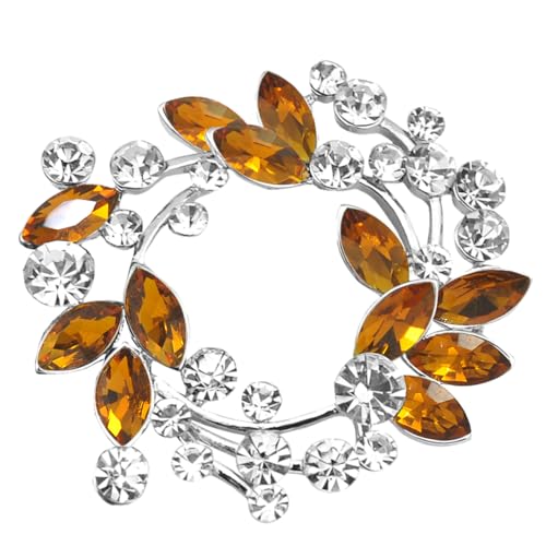 Image of Gyn&Joy Clear Crystal Rhinestone Floral Wreath Pin Brooch BZ005