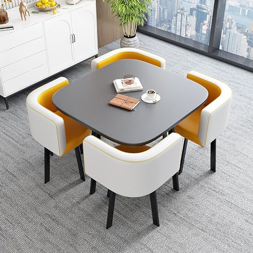 LIKUHLI - Juego de Mesa de Comedor Moderna y compacta para 4 Personas, Ideal para Espacios pequeños, con Mesa de Cocina Redonda o Cuadrada y sillas.