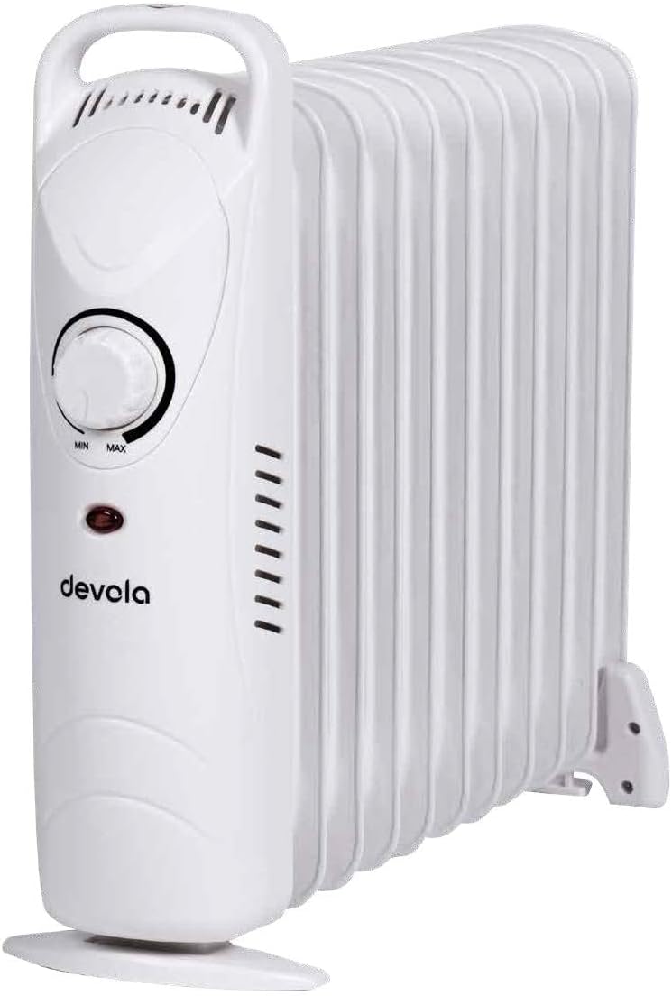 Devola Mini Oil-Filled Radiator, white, front view