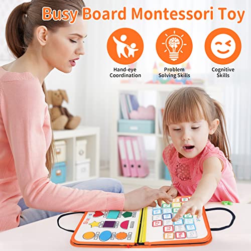 Image of TUNJILOOL Montessori Busy Board - 8-in-1 Sensory Activity Book with Detachable Pages, Travel-Friendly Learning Toy for Fine Motor Skills & Preschool Education