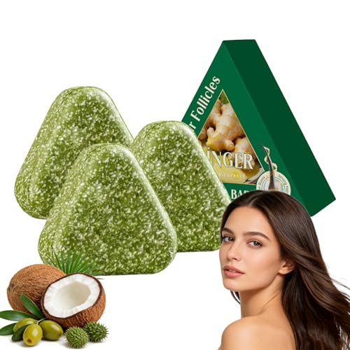 Ginger Shampoo Bar, champú sólido para el cabello, champús bar para cabello graso y cuero cabelludo graso, limpiador anticaspa para el cuero cabelludo para mujeres y hombres, jabón para el cabello