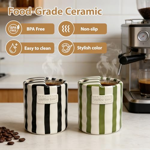 Taza de cerámica con diseño a rayas 10oz miniatura 2