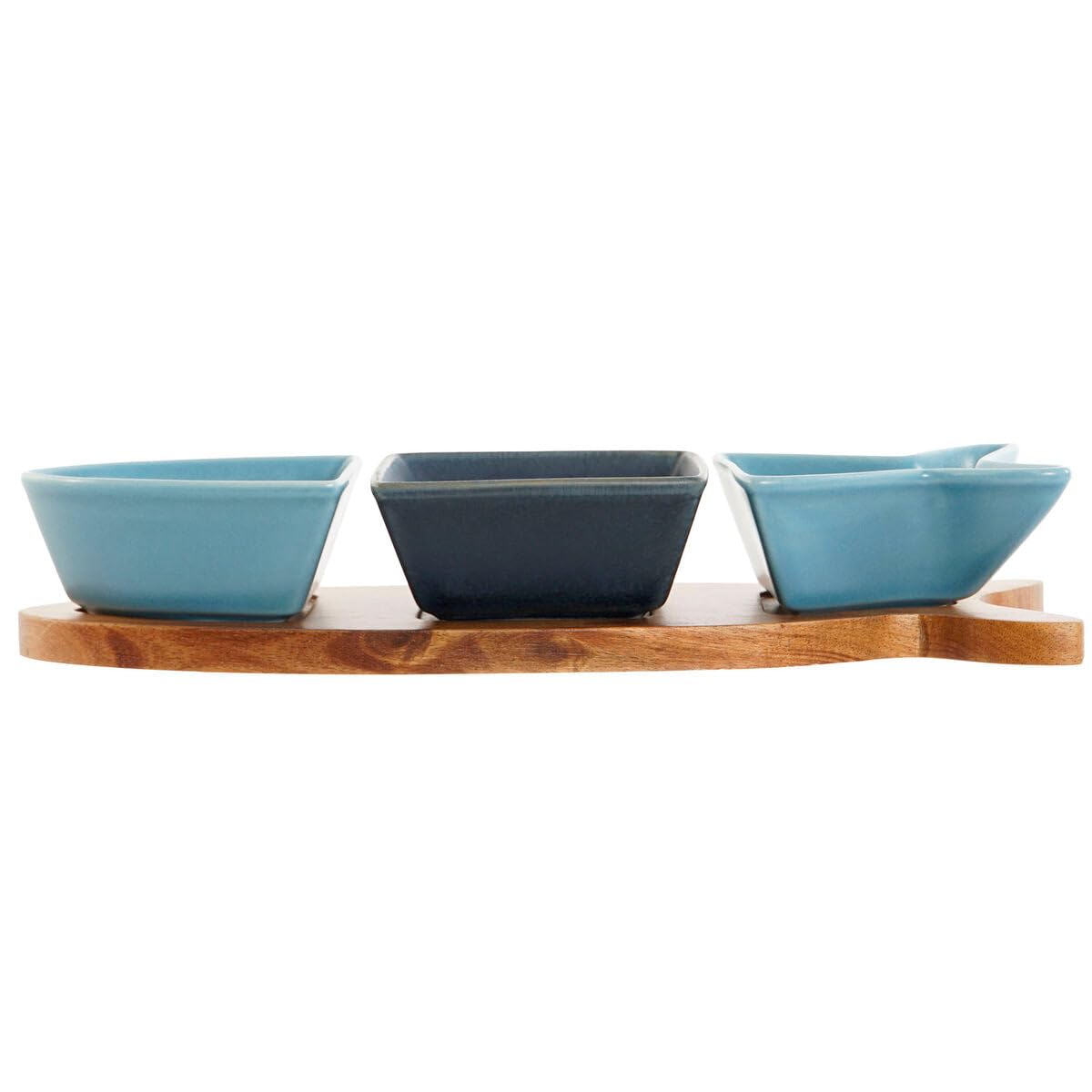 Set d'apéritif Bleu Marine Porcelaine Acacia Poisson méditerranéen 28 x 9,7 x 1,3 cm 4 pièces