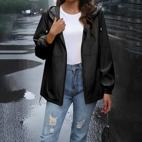 Womens Jacket Hoods Outfits Raincoat for Women Lightweight Hooded Waterproof Basic Winter Fall Outfits 2025 Y2K4