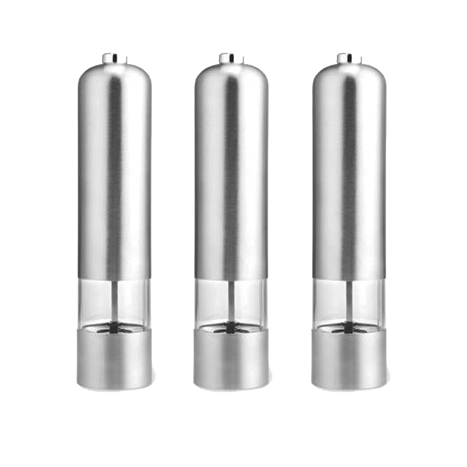 Macinapepe elettrico in acciaio inox, con una sola mano, macinapepe per cucina, campeggio, ristorante e barbecue, 3 pezzi