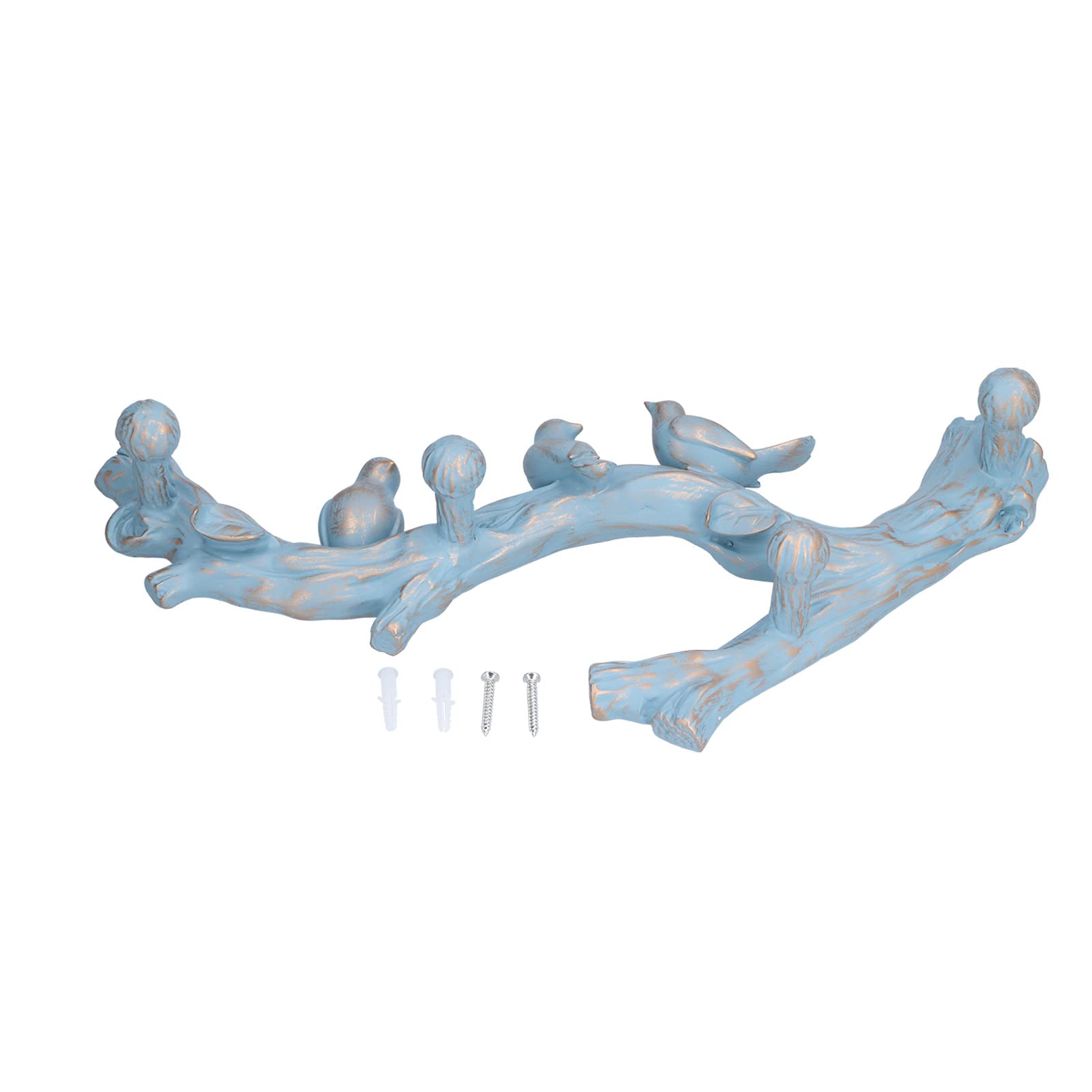 B18JPsF Bird Branch Shape Wall Decoration Hook,Chuangyi Resin Decorative Hook,Home Decoration,For Hanging Towels,Gowns,Hats Or Jackets.Blue(Small（29.5cm）)