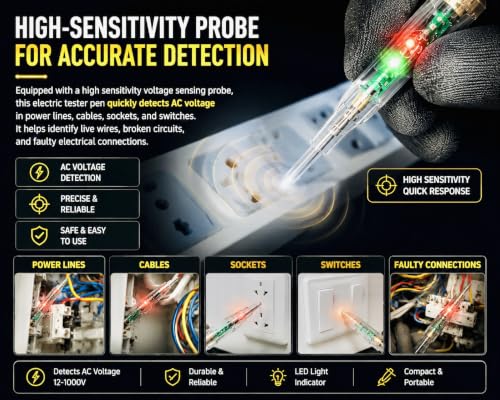 Image of High-Brightness Intelligent Voltage Tester Pen - Multi-function LED Test Pen with Screwdriver for Electric Power Testing 70-250V AC Socket Circuit Testers Non-Contact Voltage Tester Detector(1pc)