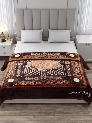 Image of Monte Carlo Double Bed Heavy Winter Blanket (160 X 220) Roman Plus 1 Ply Super Soft 550 GSM | 3 KG, (240x220 CM), Coffee