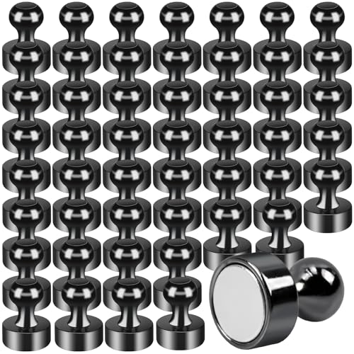 MIN CI 50 Pack Strong Black Fridge Magnets, 12x16mm Neodymium Round Small Magnets for Crafts Whiteboard, Curtain